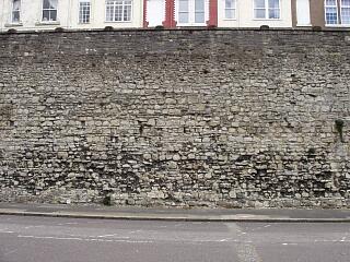 Town wall south of castle buttress (below Forest View), Western Esplanade - putlog holes, 21.6.09,  © I Peckham