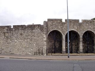 Town wall/?bastion and Arcades south of Westgate, Western Esplanade, 30/8/09,  © I Peckham