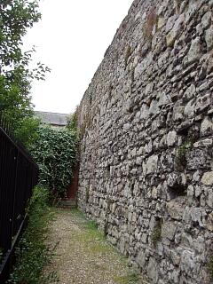 Town wall south of Dovecote Tower, Lower Canal Walk, 30.8.09 (camera date not set),  © I Peckham